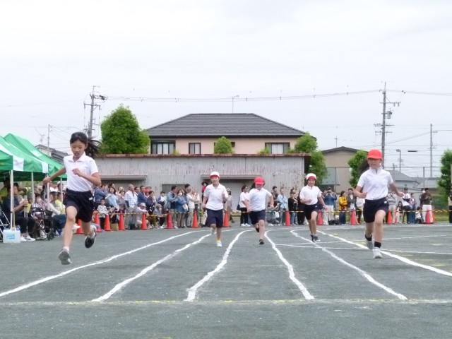 4年生女子80m走の様子