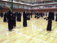 試合前の練習風景