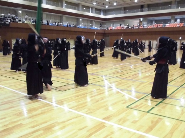 試合前の練習風景